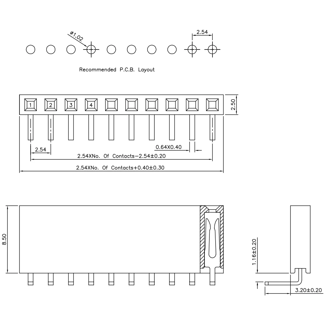 0.1" (2.54 mm) Female Header: Right-Angle - Image 2