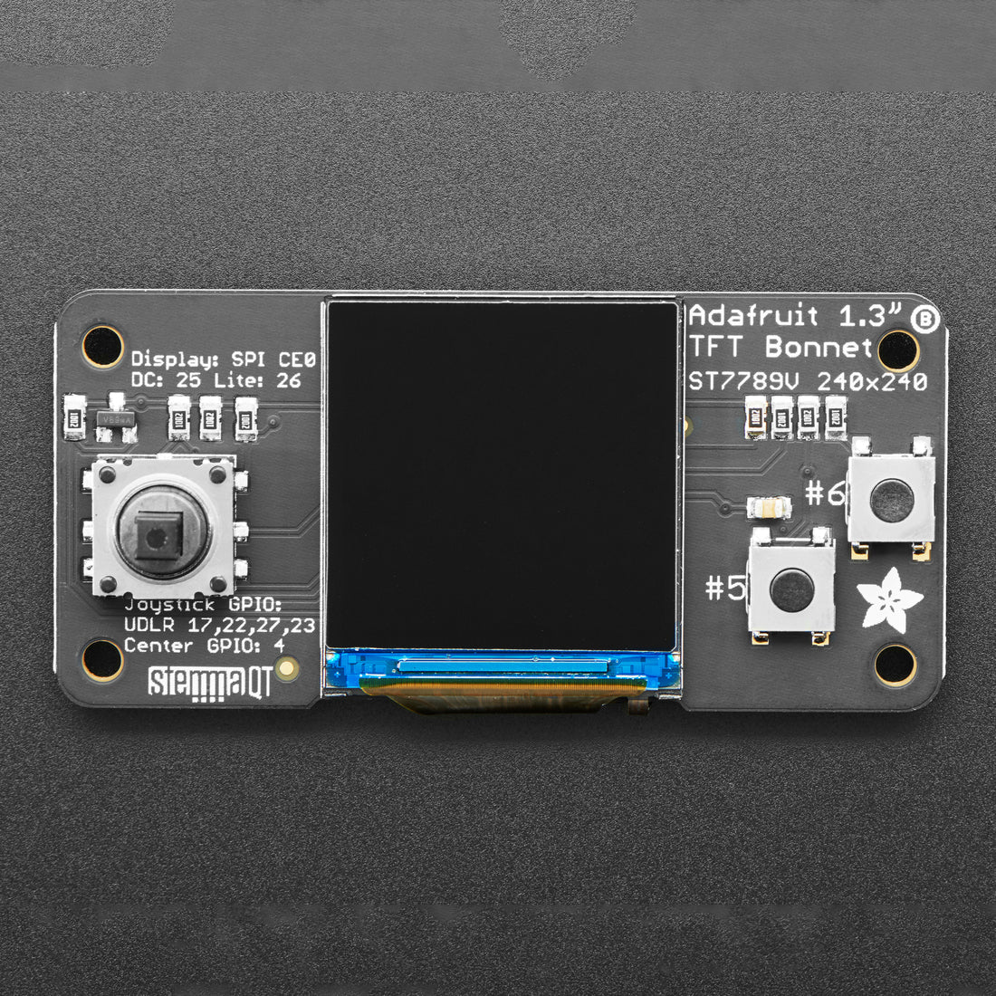 Adafruit 1.3" Color TFT Bonnet for Raspberry Pi - 240x240 TFT + Joystick Add-on - Image 3
