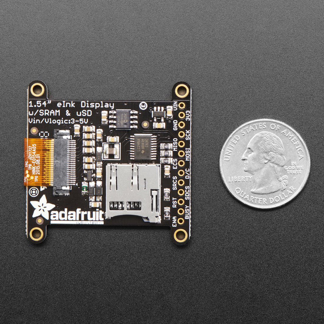 Adafruit 1.54" Monochrome eInk / ePaper Display with SRAM - 200x200 Monochrome - Image 4