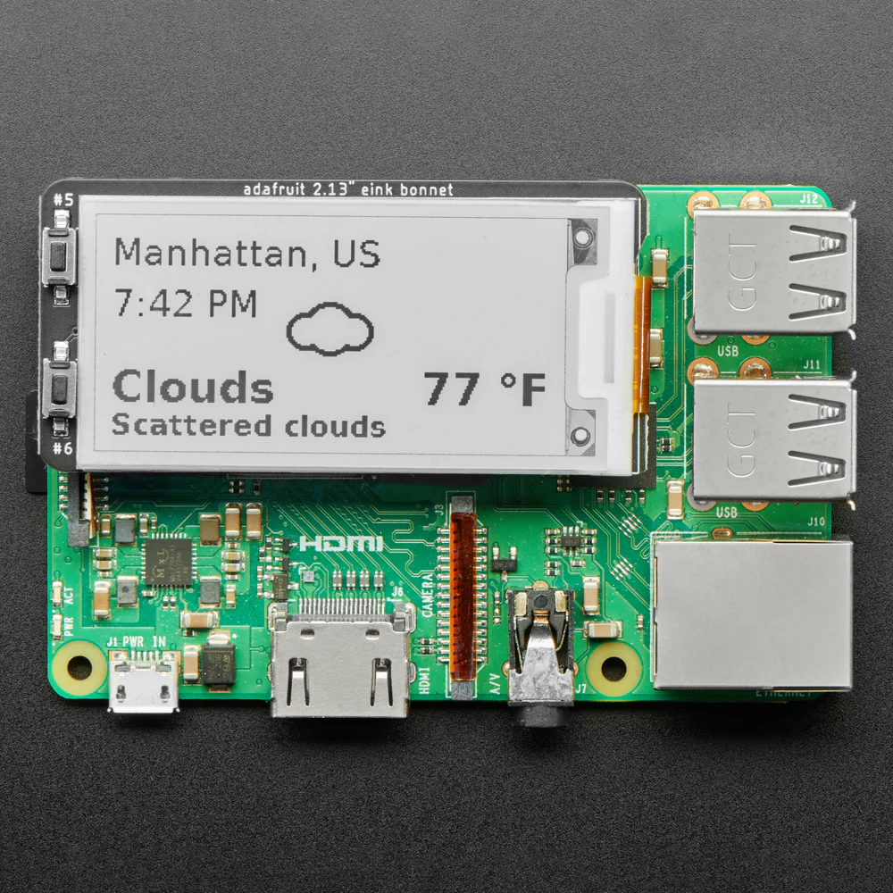 Adafruit 2.13" Monochrome E-Ink Bonnet for Raspberry Pi - Image 5