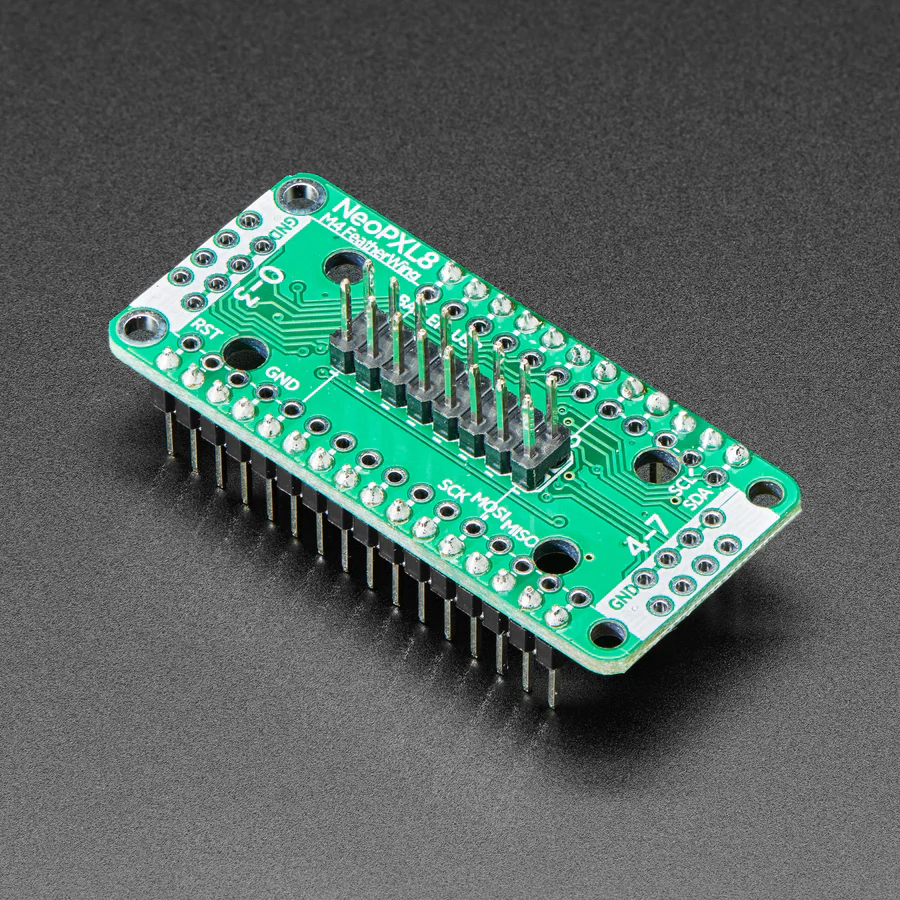 Adafruit NeoPXL8 FeatherWing for Feather M4 - 8 x DMA NeoPixels! - Image 3