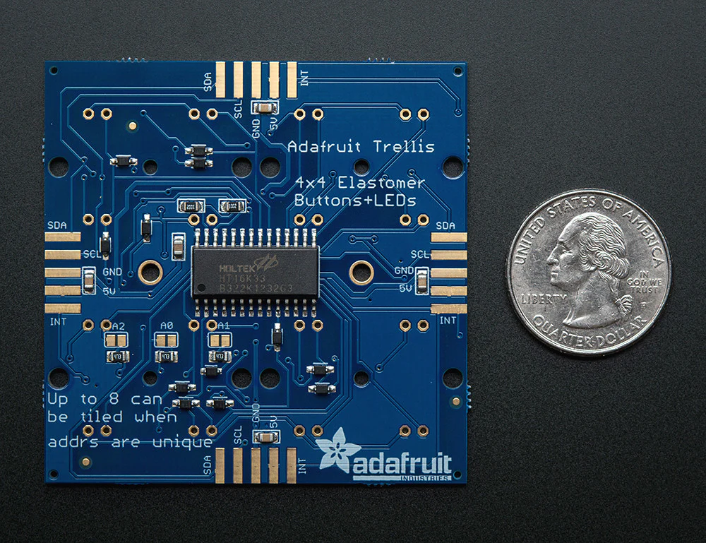 Adafruit Trellis Monochrome Driver PCB for 4x4 Keypad & 3mm LEDs - Image 2