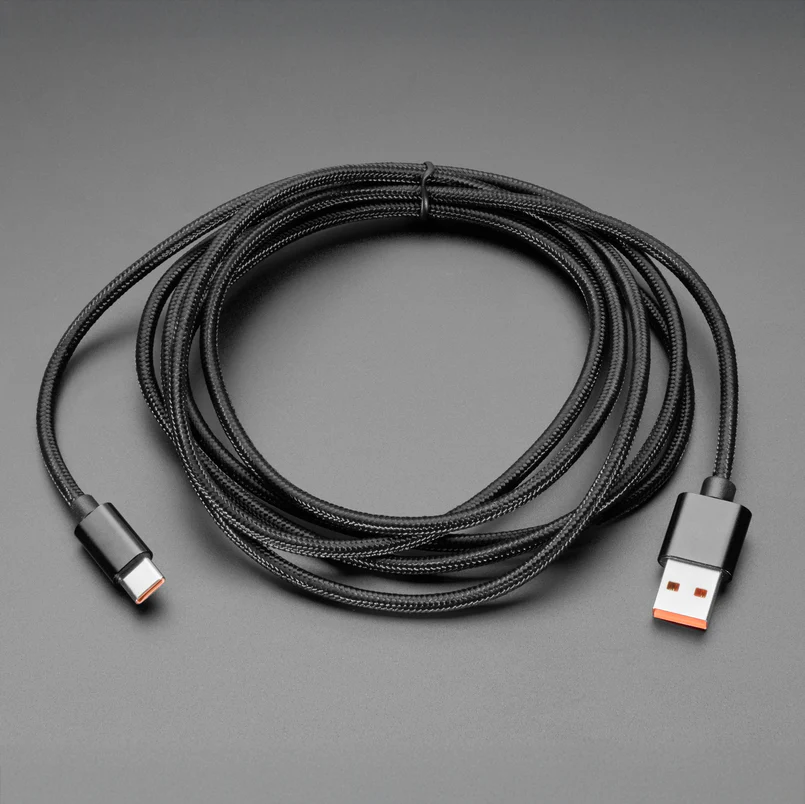 Black Woven USB C to USB A Cable - 2 meters long - Image 2