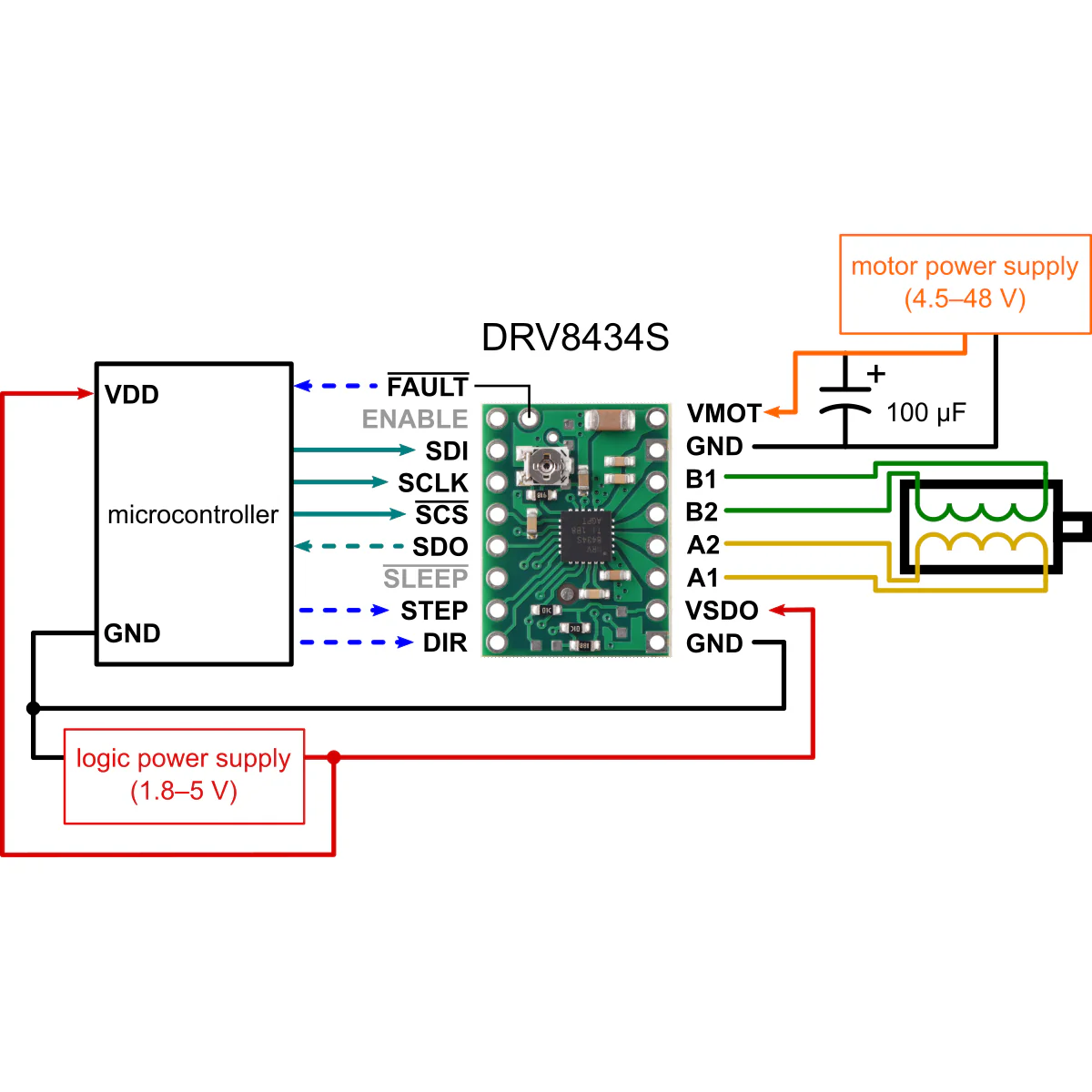 DRV8434S SPI Stepper Motor Driver Carrier, 2A Max. Current Limit - Image 8