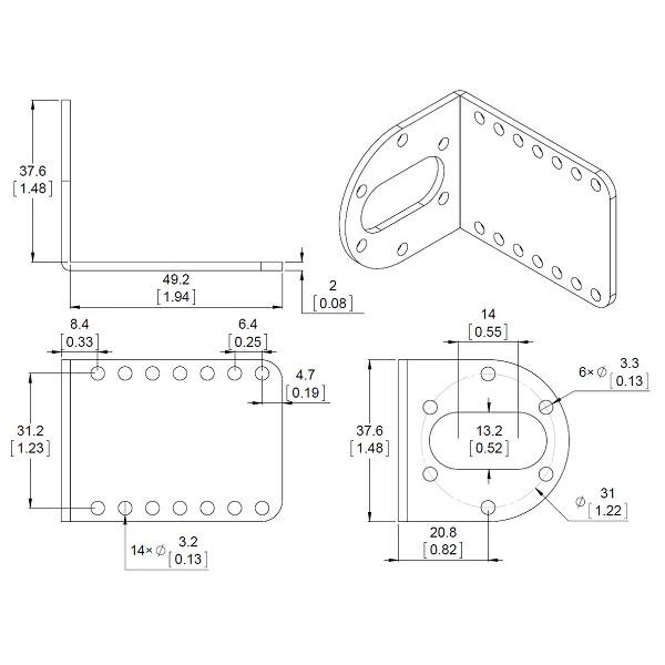 Pololu Stamped Aluminum L-Bracket Pair for 37D mm Metal Gearmotors - Image 4