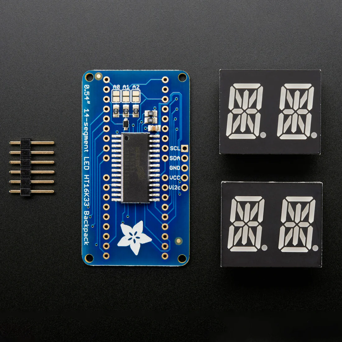 Quad Alphanumeric Display - 0.54" Digits w/ I2C Backpack - Image 2