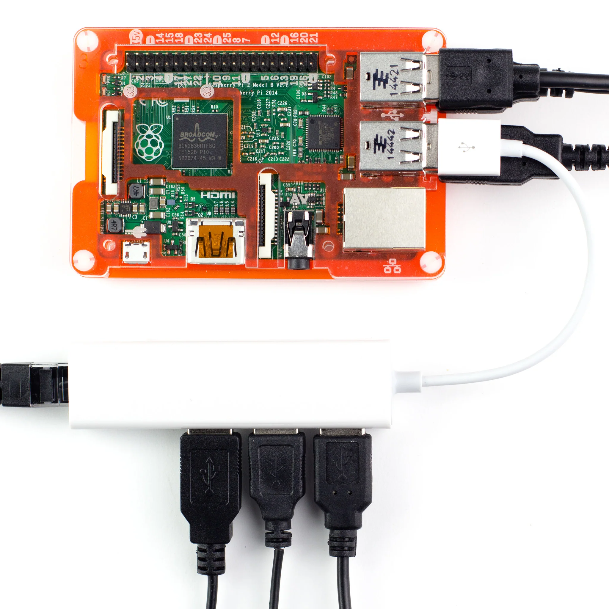 Three Port USB Hub with Ethernet (USB A) - Image 4