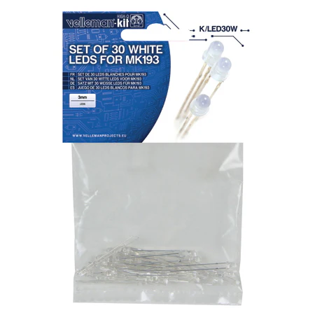 White 3mm LED Set - 30pcs - 3.2V - Image 2